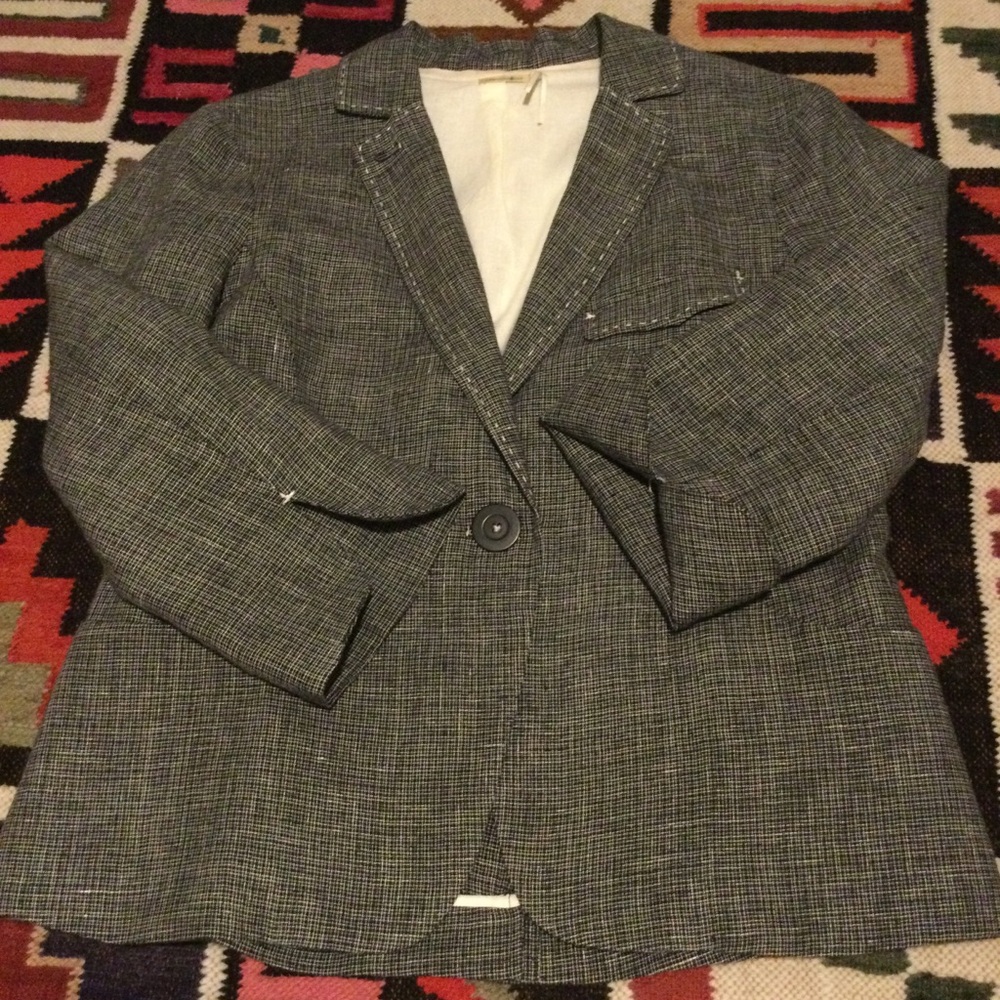 Classic Gray 100% Linen Blazer Jacket - Tailored Single-Button